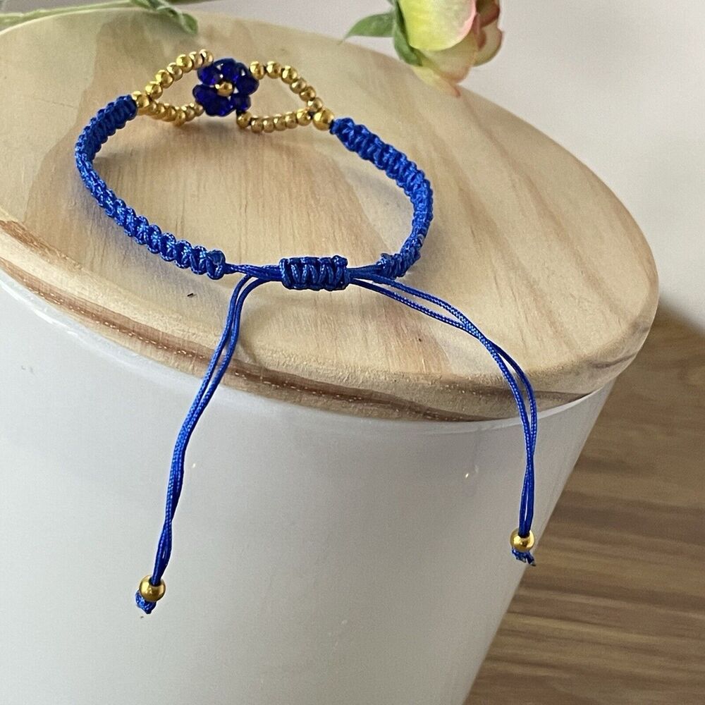 Handmade Navy Blue Braided Charm Crystal Bracelet Women Mens New - Picture 6 of 11
